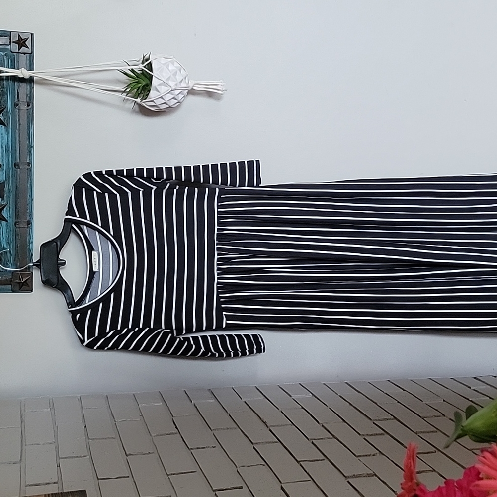 Reborn J long sleeve striped dress with pockets